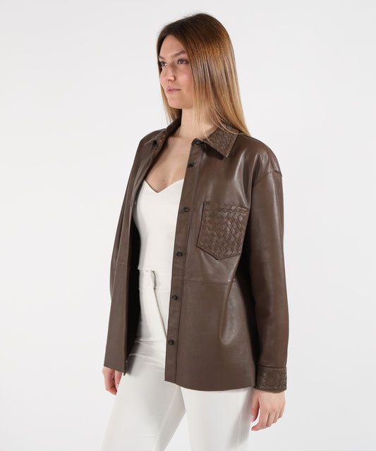 Giacche THE JACKIE LEATHERS overshirt in pelle Nocciola | THE JACKIE LEATHERS Giacche THE JACKIE LEATHERS overshirt in pelle Nocciola | THE JACKIE LEATHERS