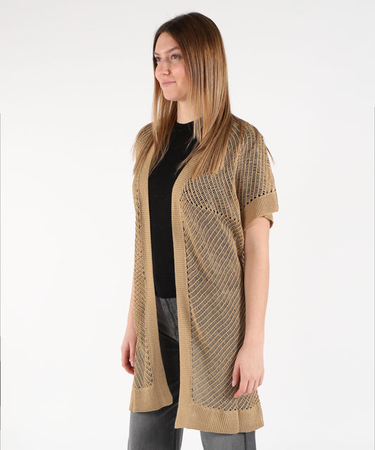 Cardigan SEVENTY Cardigan Donna Senza Bottoni con Manica Corta Kaki | SEVENTY Cardigan SEVENTY Cardigan Donna Senza Bottoni con Manica Corta Kaki | SEVENTY