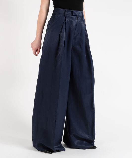 Trousers BERWICH Women's Wide-Leg Pleated Pants Navy | BERWICH Trousers BERWICH Women's Wide-Leg Pleated Pants Navy | BERWICH