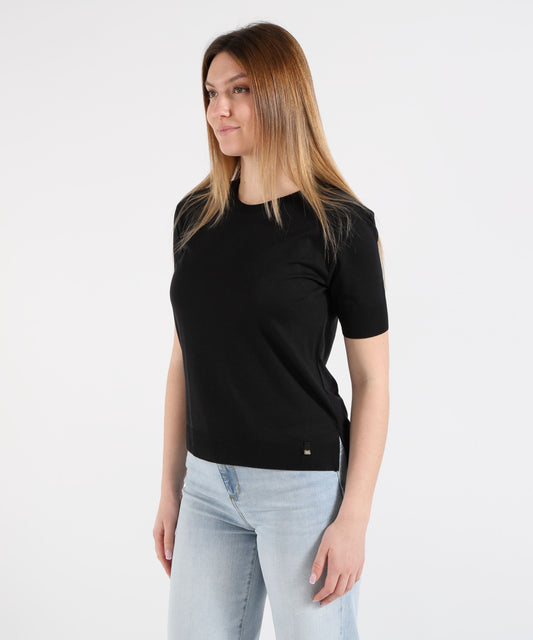 Maglie HERNO T-shirt in glam knit effect Nero | HERNO Maglie HERNO T-shirt in glam knit effect Nero | HERNO