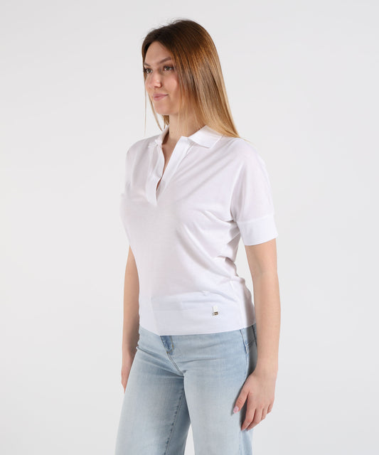 Polo HERNO Polo in glam knit effect Bianco | HERNO Polo HERNO Polo in glam knit effect Bianco | HERNO