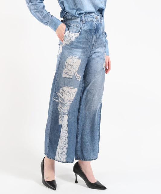 Jeans LIUJO denim Pantaloni flare con stampa digitale Denim | LIUJO denim Jeans LIUJO denim Pantaloni flare con stampa digitale Denim | LIUJO denim