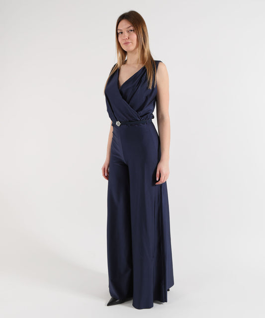 Jumpsuits CHIARA BONI Women's Long Jumpsuit with Metallic Effect Blu notte | CHIARA BONI Jumpsuits CHIARA BONI Women's Long Jumpsuit with Metallic Effect Blu notte | CHIARA BONI