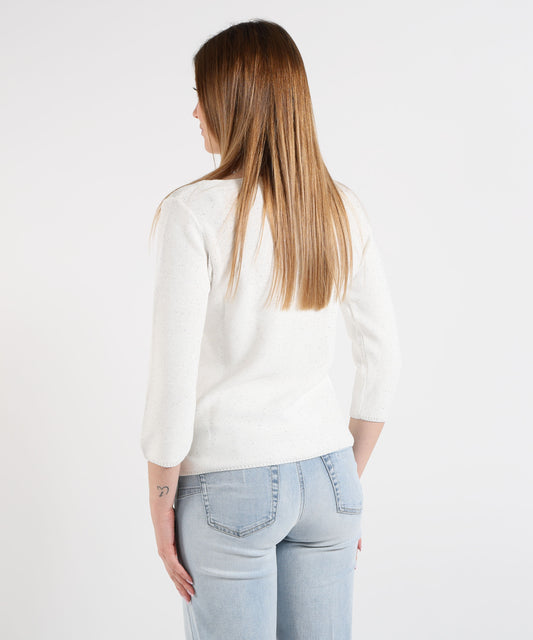 Knitwear MAIDA MILA Women’s Crewneck Sweater with Sequins Bianco | MAIDA MILA Knitwear MAIDA MILA Women’s Crewneck Sweater with Sequins Bianco | MAIDA MILA