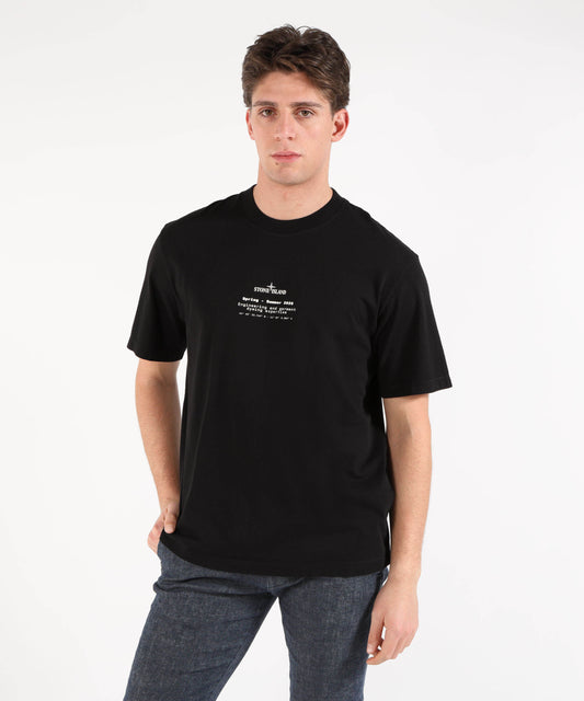 T-shirt STONE ISLAND ORGANIC COTTON JERSEY - T-shirt vestibilità regular con stampa ‘Stone’ Nero | STONE ISLAND T-shirt STONE ISLAND ORGANIC COTTON JERSEY - T-shirt vestibilità regular con stampa ‘Stone’ Nero | STONE ISLAND