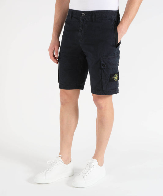 Bermuda STONE ISLAND BRUSHED ORGANIC COTTON CANVAS 'OLD' EFFECT - Shorts cargo vestibilità slim con tasche con zip Navy | STONE ISLAND Bermuda STONE ISLAND BRUSHED ORGANIC COTTON CANVAS 'OLD' EFFECT - Shorts cargo vestibilità slim con tasche con zip Navy | STONE ISLAND