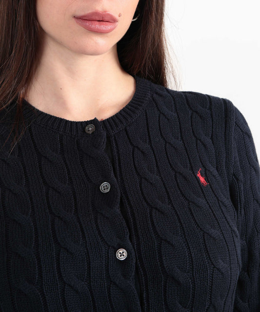 POLO RALPH LAUREN Cardigan a collo a treccia in cotone a maglia