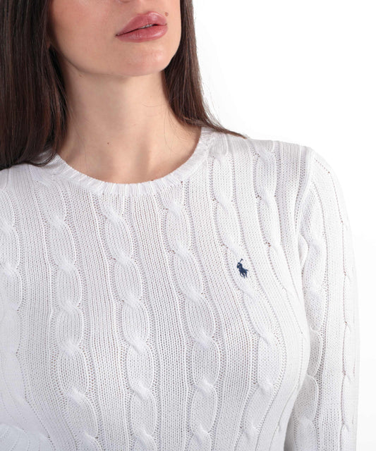 POLO RALPH LAUREN Maglione a collo a giro in cotone a trecce