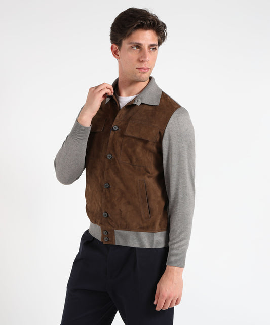 Giacche THE JACK LEATHERS Giacca Uomo in Maglia e Pelle – Stile Contemporaneo Noce | THE JACK LEATHERS Giacche THE JACK LEATHERS Giacca Uomo in Maglia e Pelle – Stile Contemporaneo Noce | THE JACK LEATHERS