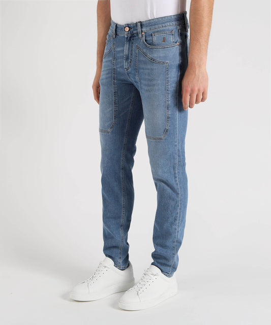 Jeans JECKERSON John slim-fit five-pocket jeans with patch detail Blu medio chiaro | JECKERSON Jeans JECKERSON John slim-fit five-pocket jeans with patch detail Blu medio chiaro | JECKERSON