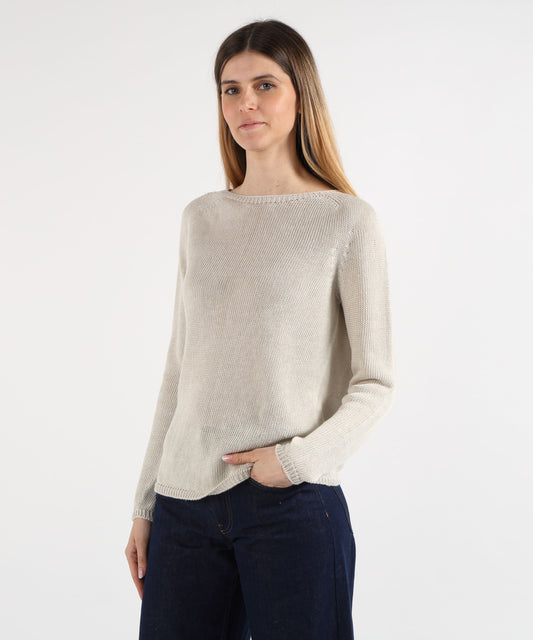 Knitwear 'S MAX MARA Giolino basic knit in linen yarn Avorio | 'S MAX MARA Knitwear 'S MAX MARA Giolino basic knit in linen yarn Avorio | 'S MAX MARA