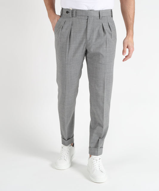Trousers MARINO Tailored Trousers with Double Pleats, Slanted Pockets and Turn-Up Hem Grigio | MARINO Trousers MARINO Tailored Trousers with Double Pleats, Slanted Pockets and Turn-Up Hem Grigio | MARINO