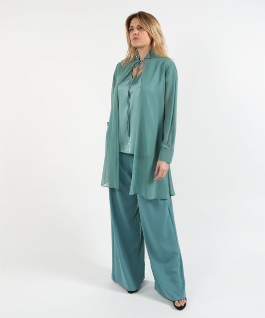 Spolverini ELENA MIRO' Camicia lunga in georgette Verde acqua | ELENA MIRO' Spolverini ELENA MIRO' Camicia lunga in georgette Verde acqua | ELENA MIRO'