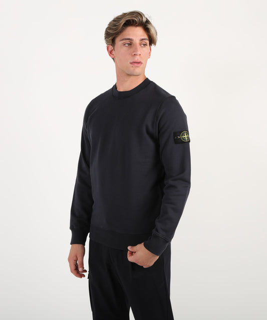 Felpe STONE ISLAND Felpa girocollo regular fit con polsini elasticizzati Navy | STONE ISLAND Felpe STONE ISLAND Felpa girocollo regular fit con polsini elasticizzati Navy | STONE ISLAND