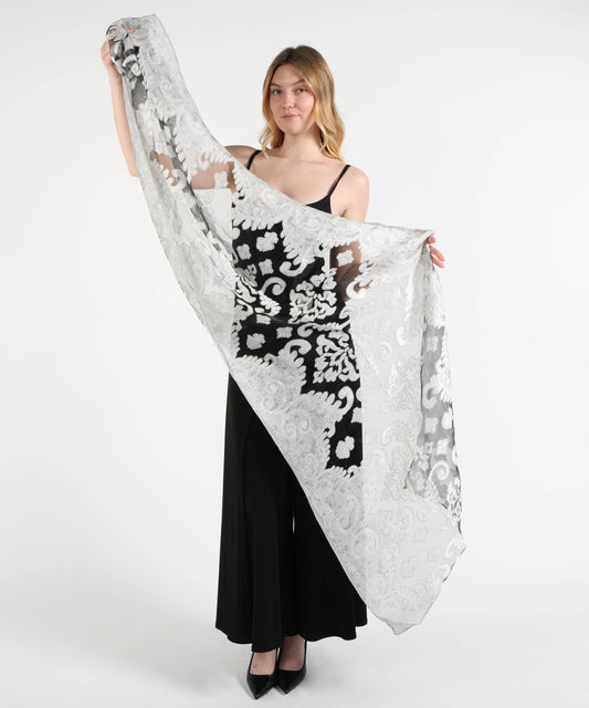 Stoles LIUJO SOFT Devoré Lace Stole Ghiaccio | LIUJO SOFT Stoles LIUJO SOFT Devoré Lace Stole Ghiaccio | LIUJO SOFT
