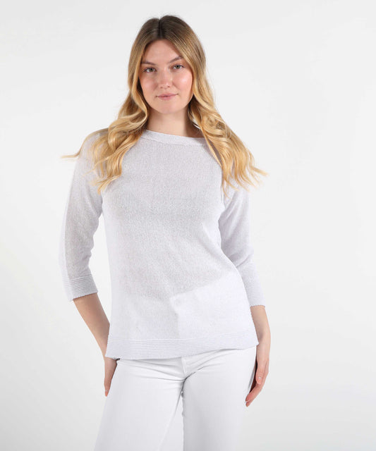 Pullover VOLPATO Pullover con Maniche a 3/4 e Dettagli a Contrasto Bianco | VOLPATO Pullover VOLPATO Pullover con Maniche a 3/4 e Dettagli a Contrasto Bianco | VOLPATO