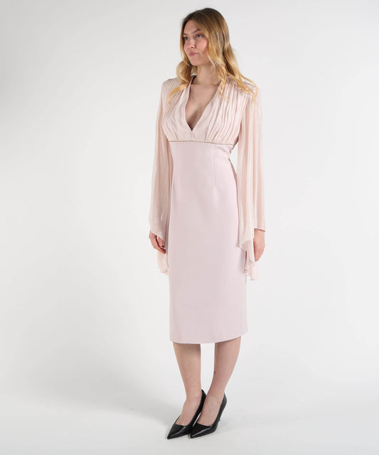 Abiti D'ANDREA COLLECTION Abito Midi in Doppio Tessuto con Scollo Profondo Rosa | D'ANDREA COLLECTION Abiti D'ANDREA COLLECTION Abito Midi in Doppio Tessuto con Scollo Profondo Rosa | D'ANDREA COLLECTION