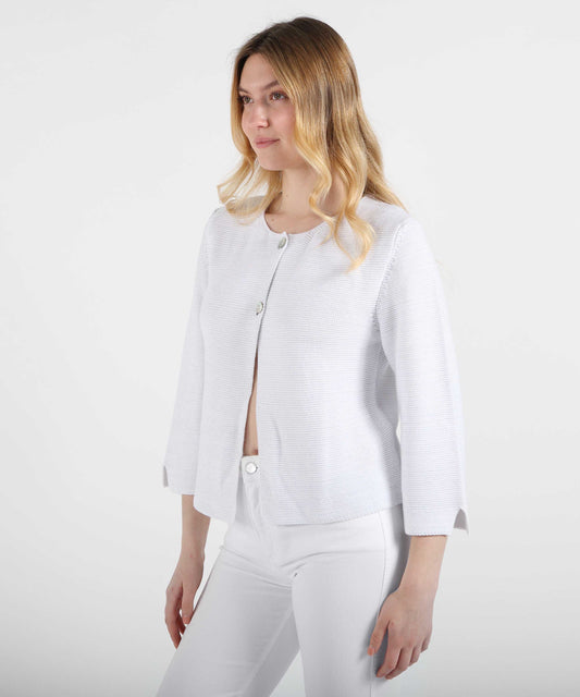 Cardigan VOLPATO Cardigan in Maglia con Chiusura a Bottoncini Bianco | VOLPATO Cardigan VOLPATO Cardigan in Maglia con Chiusura a Bottoncini Bianco | VOLPATO