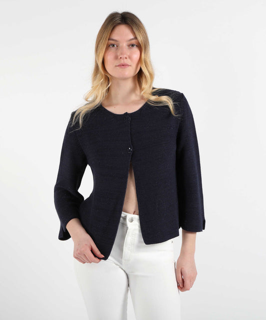 Cardigan VOLPATO Cardigan in Maglia con Chiusura a Bottoncini Blu | VOLPATO Cardigan VOLPATO Cardigan in Maglia con Chiusura a Bottoncini Blu | VOLPATO