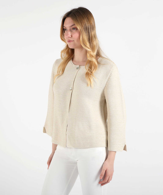 Cardigan VOLPATO Cardigan in Maglia con Chiusura a Bottoncini Sabbia | VOLPATO Cardigan VOLPATO Cardigan in Maglia con Chiusura a Bottoncini Sabbia | VOLPATO