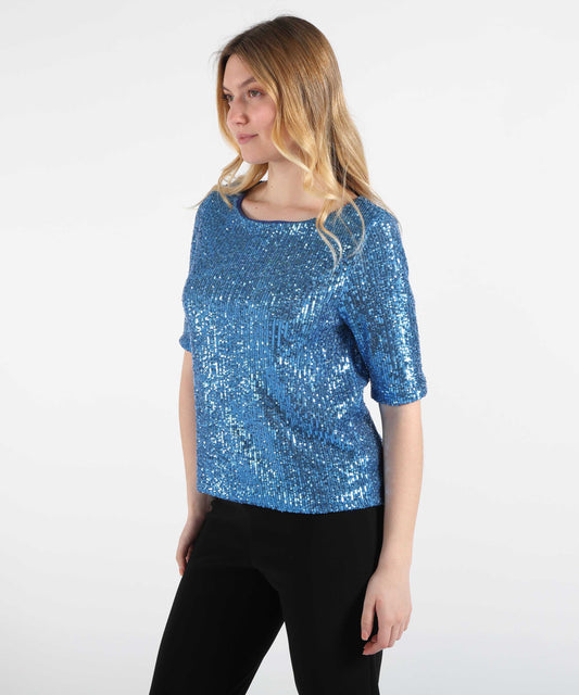 T-shirt VOLPATO T-shirt con paillettes Azzurro | VOLPATO T-shirt VOLPATO T-shirt con paillettes Azzurro | VOLPATO