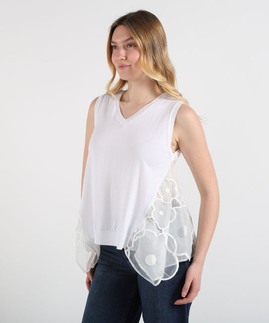 Bluse MEIMEI Canotta a trapezio con scollo a V Bianco | MEIMEI Bluse MEIMEI Canotta a trapezio con scollo a V Bianco | MEIMEI