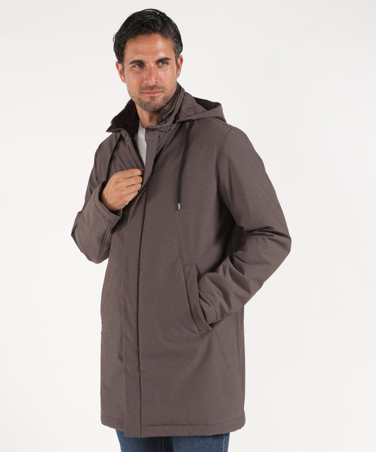 Giacconi HERNO PARKA RESORT IN NYLON STRETCH EFFETTO MELANGE E LIGHT FAUX FUR Moro | HERNO Giacconi HERNO PARKA RESORT IN NYLON STRETCH EFFETTO MELANGE E LIGHT FAUX FUR Moro | HERNO