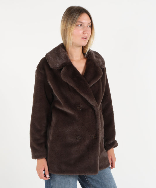Overcoats HERNO Short faux fur coat Moro | HERNO Overcoats HERNO Short faux fur coat Moro | HERNO