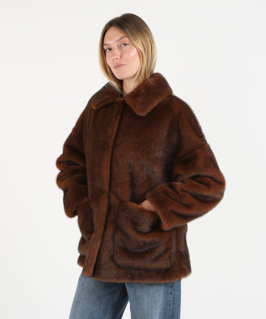 Overcoats HERNO Soft faux fur bomber jacket Marrone | HERNO Overcoats HERNO Soft faux fur bomber jacket Marrone | HERNO