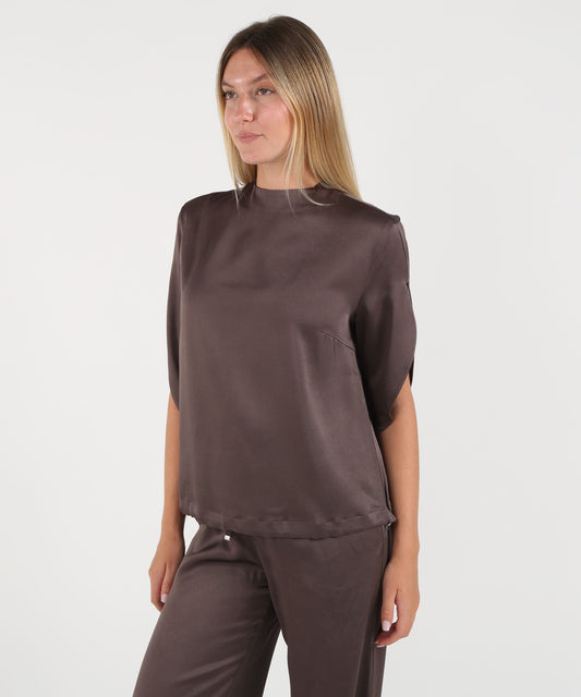 Bluse HERNO TOP RESORT IN RASO Marrone | HERNO Bluse HERNO TOP RESORT IN RASO Marrone | HERNO