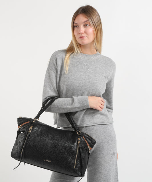 Borse LIUJO ACCESSORI Borsa Satchel con Dettagli Logo Dorati Nero | LIUJO ACCESSORI Borse LIUJO ACCESSORI Borsa Satchel con Dettagli Logo Dorati Nero | LIUJO ACCESSORI
