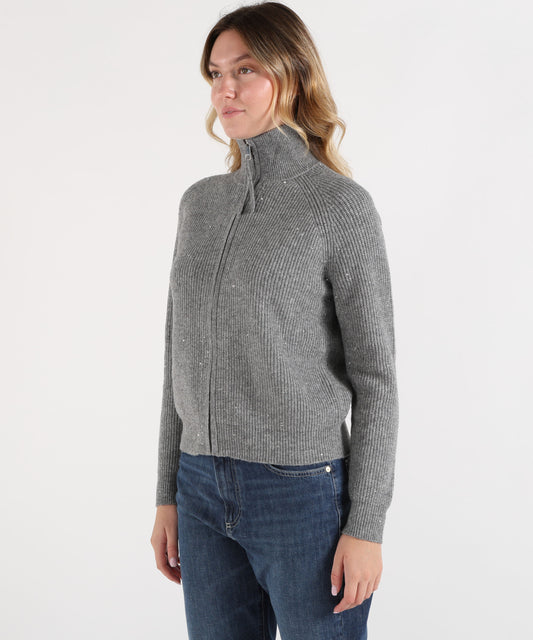 Maglie SEVENTY Cardigan a coste con paillettes Grigio chiaro | SEVENTY Maglie SEVENTY Cardigan a coste con paillettes Grigio chiaro | SEVENTY
