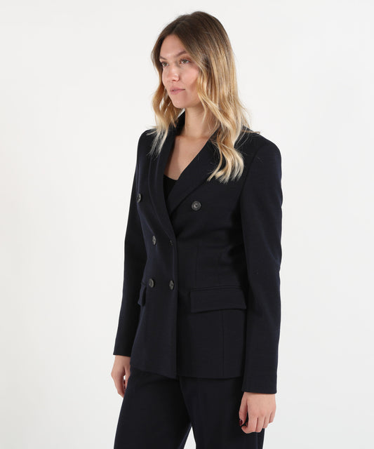 Jackets SEVENTY Double-Breasted Textured Knit Jacket Blu | SEVENTY Jackets SEVENTY Double-Breasted Textured Knit Jacket Blu | SEVENTY