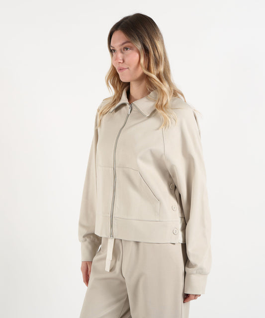 Jackets MEIMEI Meimeij Women's Sweatshirt with Zip and Buttons Ecru | MEIMEI Jackets MEIMEI Meimeij Women's Sweatshirt with Zip and Buttons Ecru | MEIMEI