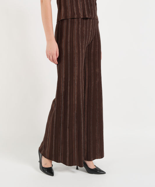 Trousers D.EXTERIOR Women's Palazzo Trousers with Contrast Stripes Cioccolato | D.EXTERIOR Trousers D.EXTERIOR Women's Palazzo Trousers with Contrast Stripes Cioccolato | D.EXTERIOR
