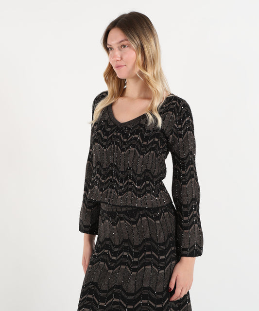 Maglie D.EXTERIOR Maglia Donna Cropped con Scollo a V Multicolor | D.EXTERIOR Maglie D.EXTERIOR Maglia Donna Cropped con Scollo a V Multicolor | D.EXTERIOR