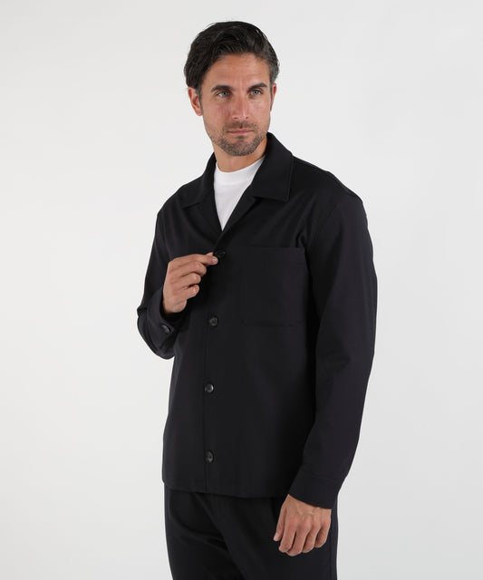 Giacche CRUNA Overshirt regular fit con singolo taschino in tessuto spigato di misto lana seta Marzotto Notte | CRUNA Giacche CRUNA Overshirt regular fit con singolo taschino in tessuto spigato di misto lana seta Marzotto Notte | CRUNA