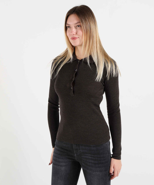 Maglie P.A.R.O.S.H. Maglione In Lana Con Collo Polo Testa di moro | P.A.R.O.S.H. Maglie P.A.R.O.S.H. Maglione In Lana Con Collo Polo Testa di moro | P.A.R.O.S.H.