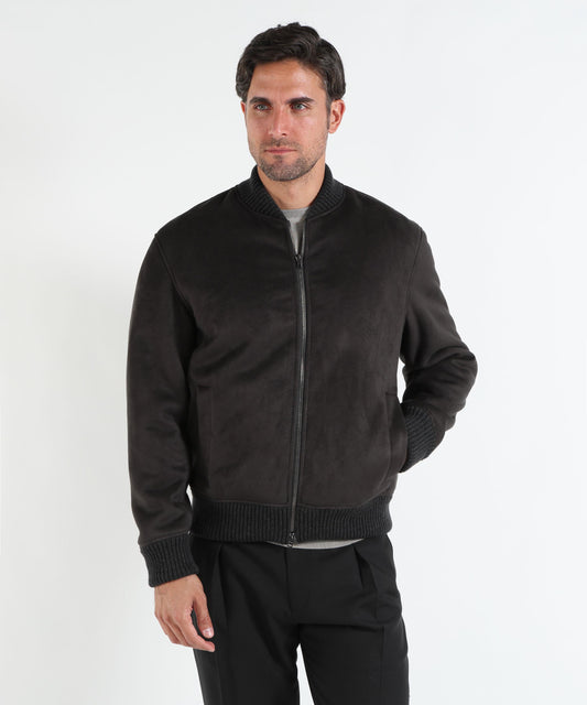 Giubbotti HERNO Bomber con effetto pelle scamosciata Antracite | HERNO Giubbotti HERNO Bomber con effetto pelle scamosciata Antracite | HERNO