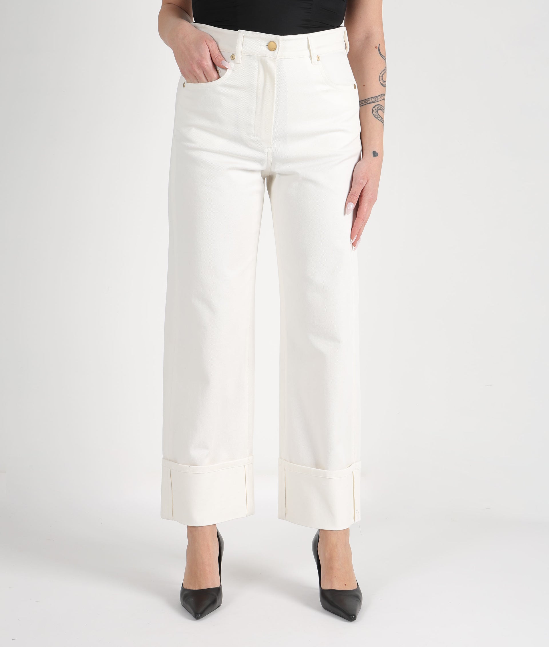 S MAX MARA Pantalone in bull di cotone stretch