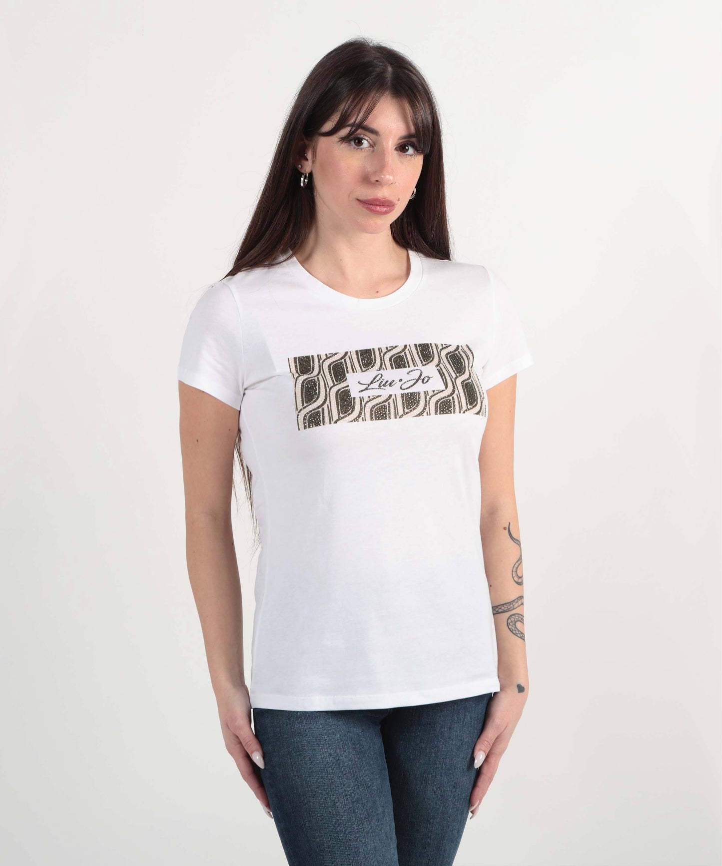 LIUJO WHITE T-shirt stampata