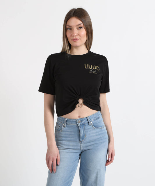 LIUJO WHITE T-shirt cropped