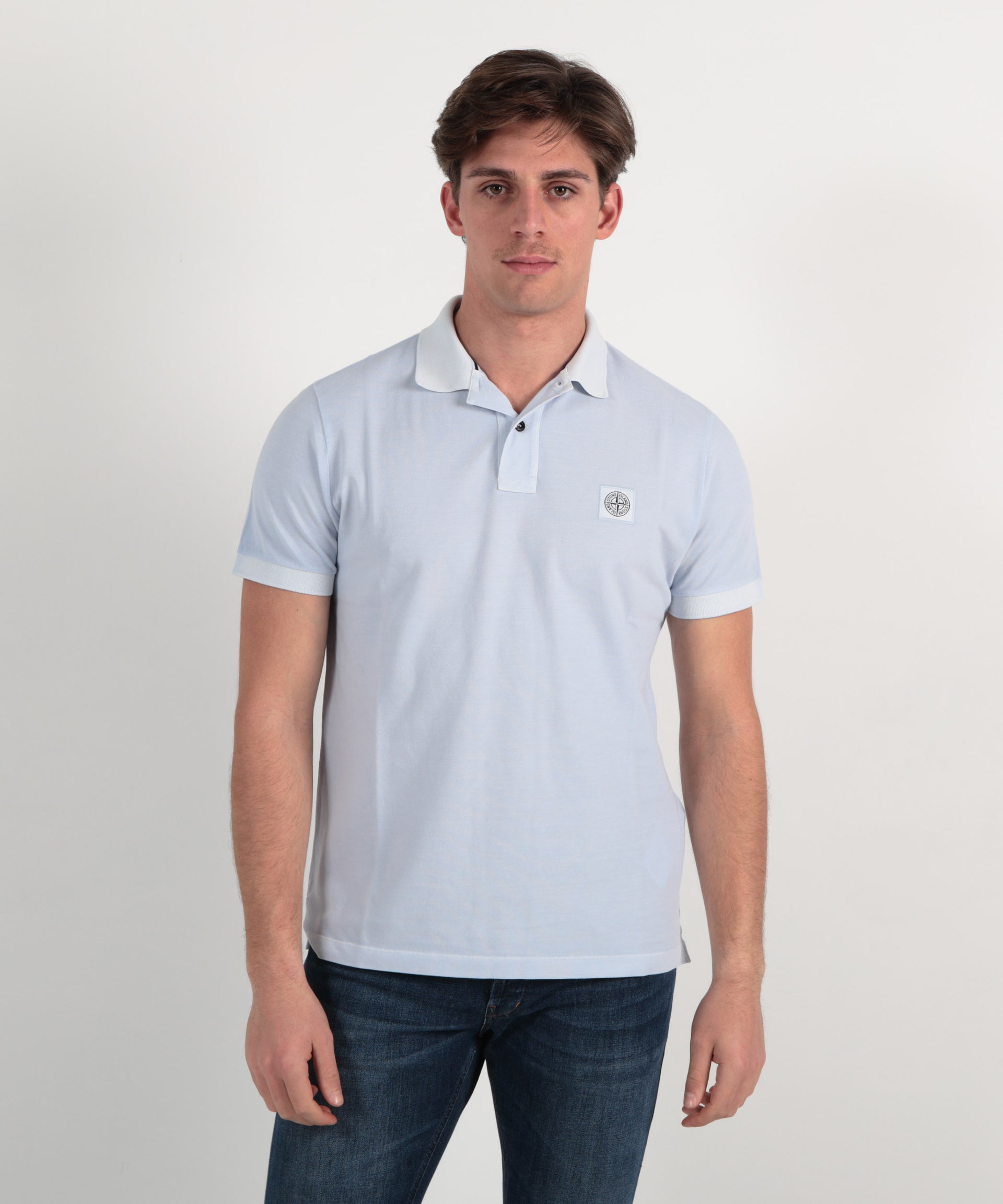 STONE ISLAND Polo slim fit con patch Bussola sovratinta con pigmenti