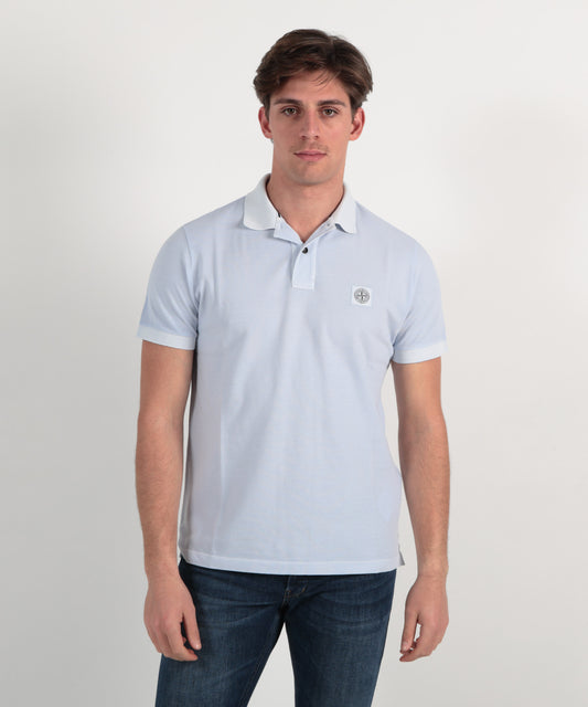 STONE ISLAND Polo slim fit con patch Bussola sovratinta con pigmenti
