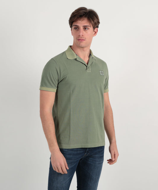 STONE ISLAND Polo slim fit con patch Bussola sovratinta con pigmenti