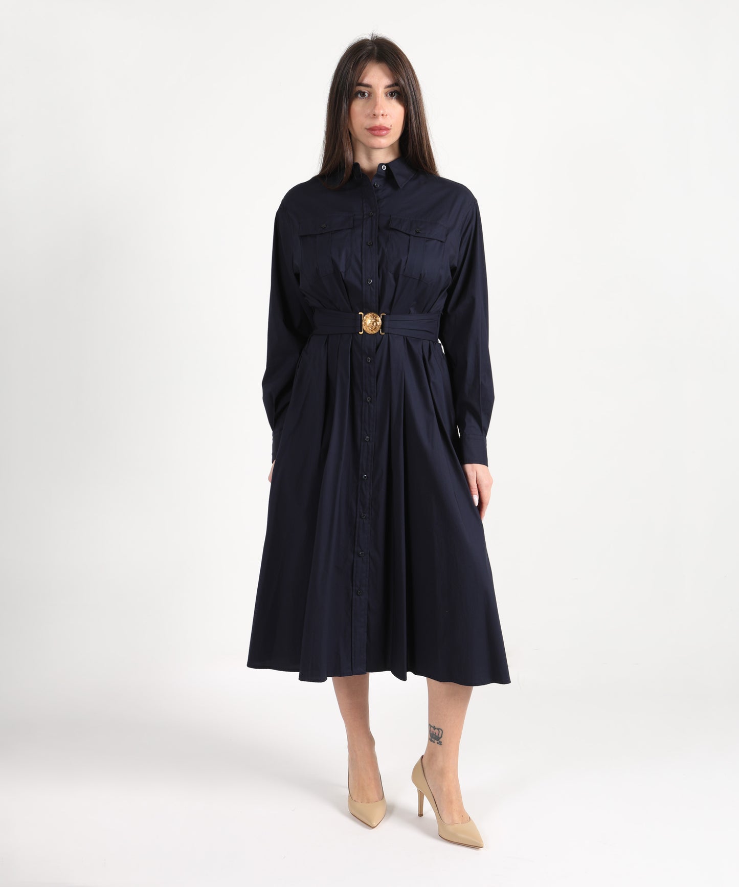 LAUREN RALPH LAUREN Abito chemisier midi in misto cotone