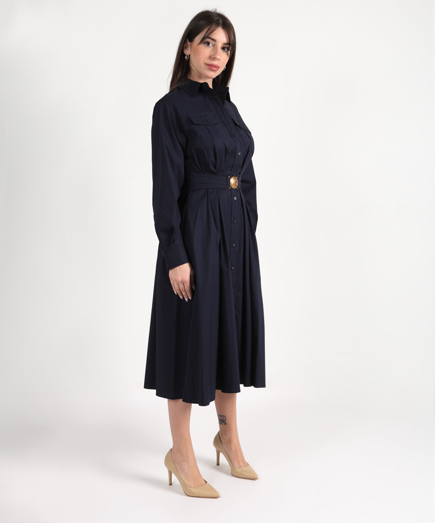 LAUREN RALPH LAUREN Abito chemisier midi in misto cotone