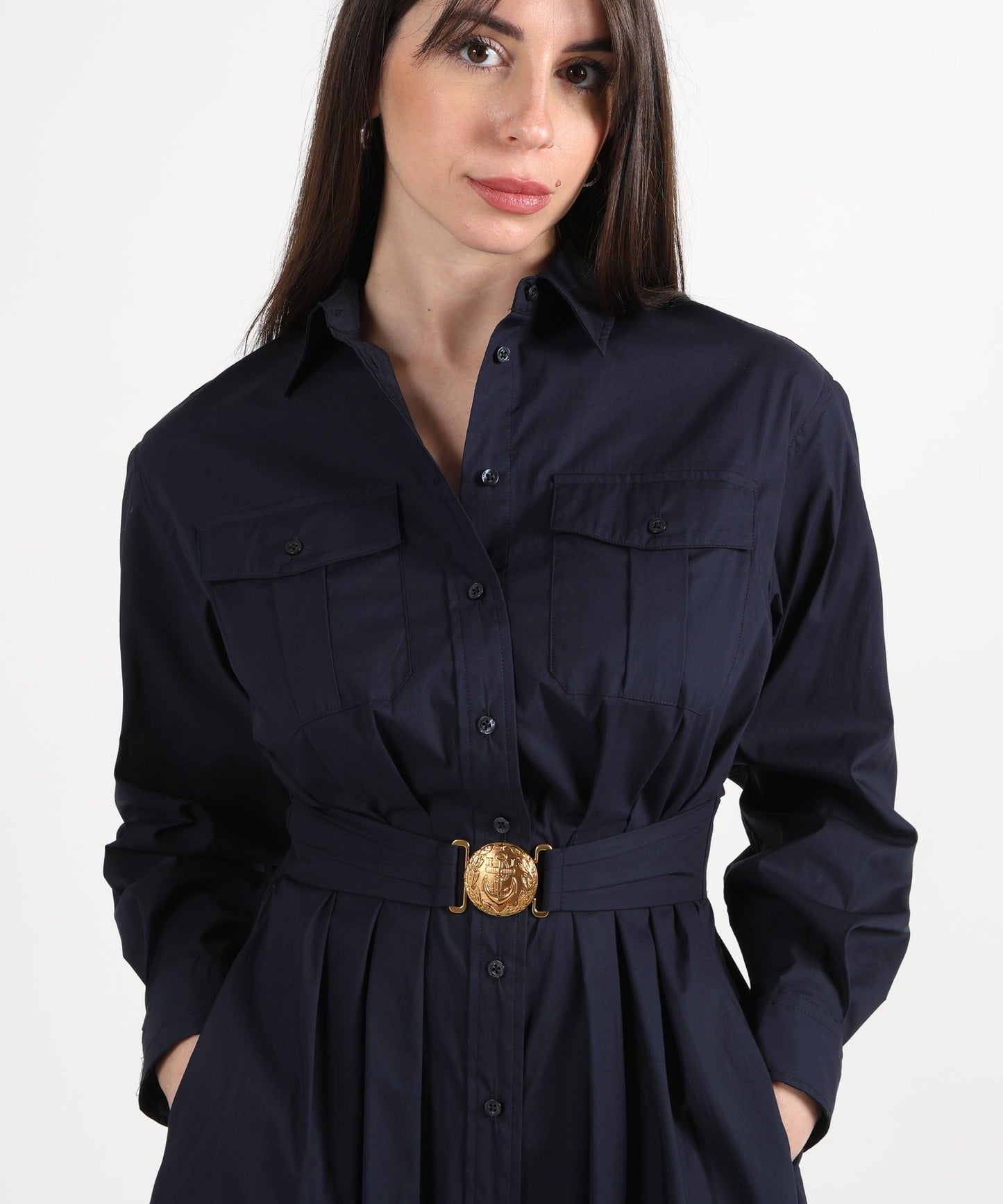 LAUREN RALPH LAUREN Abito chemisier midi in misto cotone