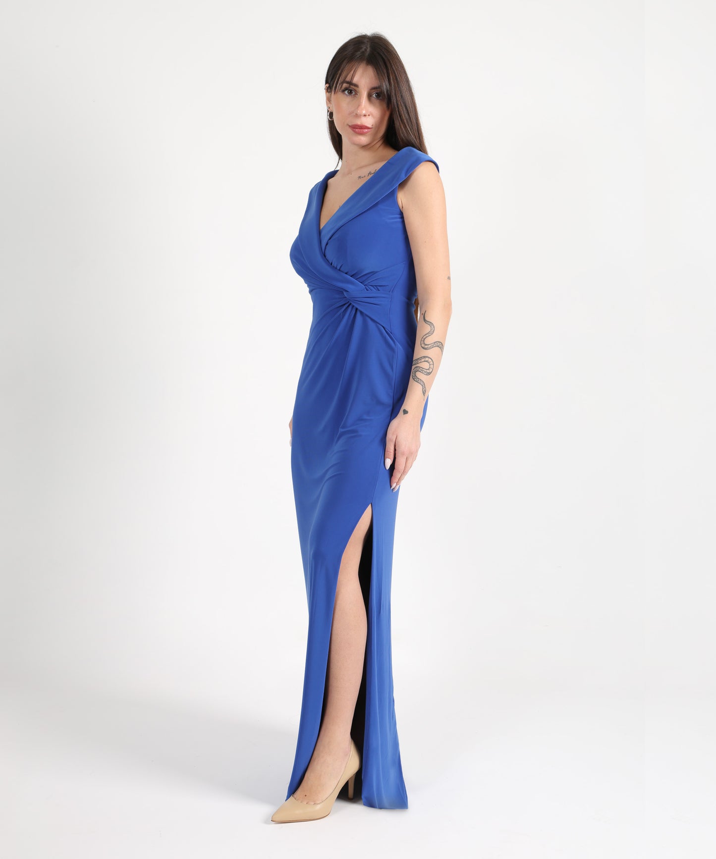 LAUREN RALPH LAUREN Abito lungo elasticizzato con spalle scoperte