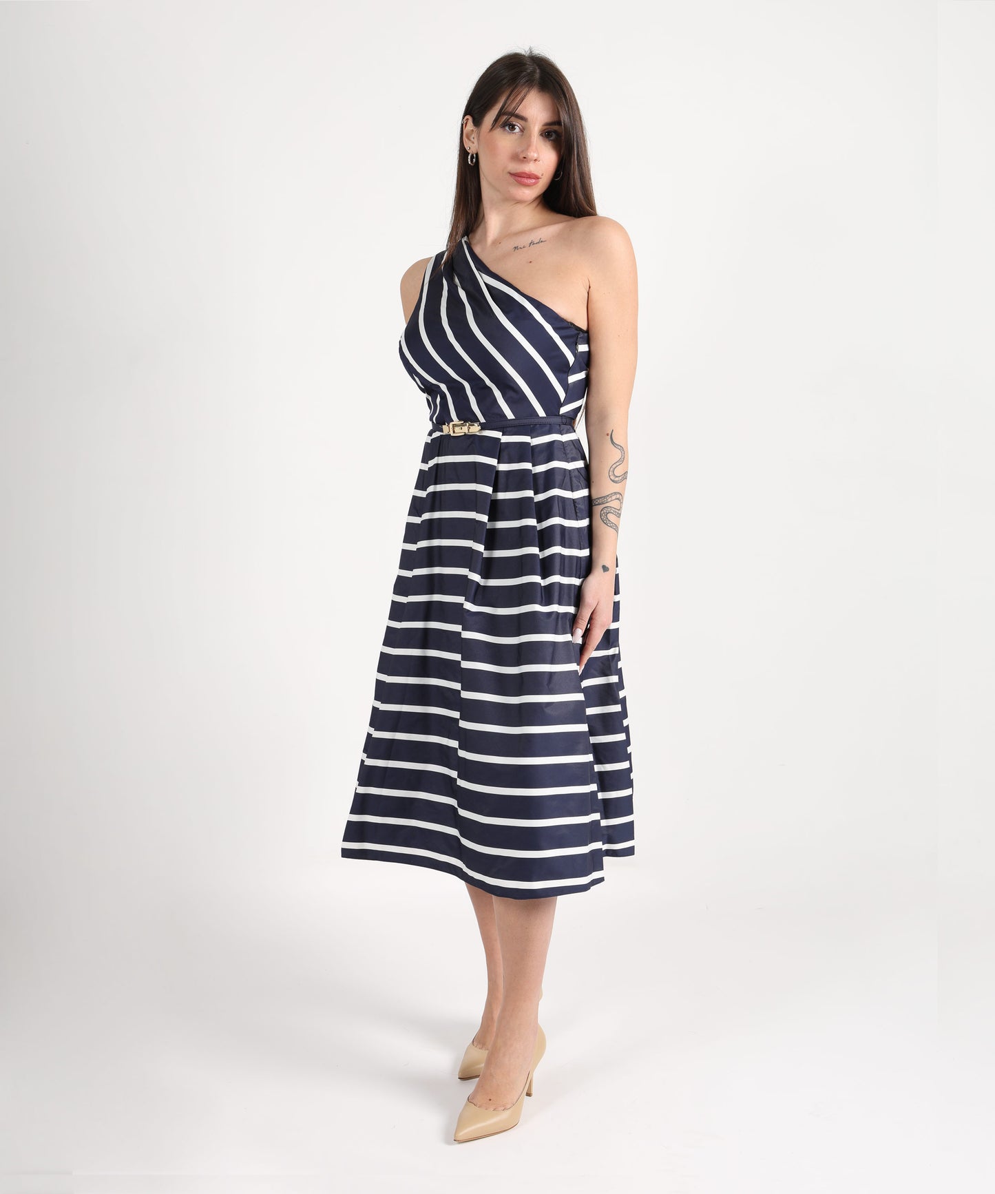LAUREN RALPH LAUREN Abito da cocktail a righe in taffetà con silhouette elegante
